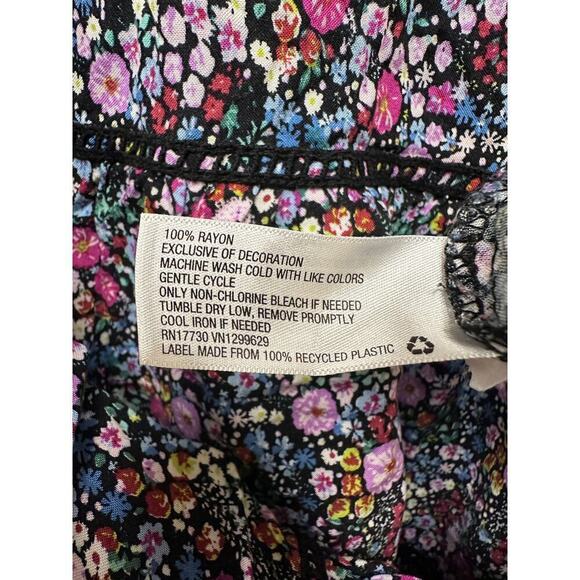 Wild Fable Size S Floral Print Short Sleeve Tiered Babydoll Mini Dress Purple - Picture 6 of 12